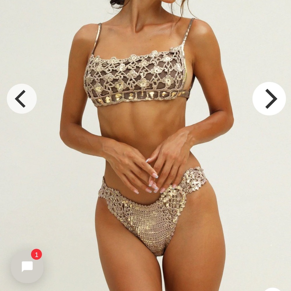 Thaikila gold sacre coeur barocco bikini size small top medium bottom